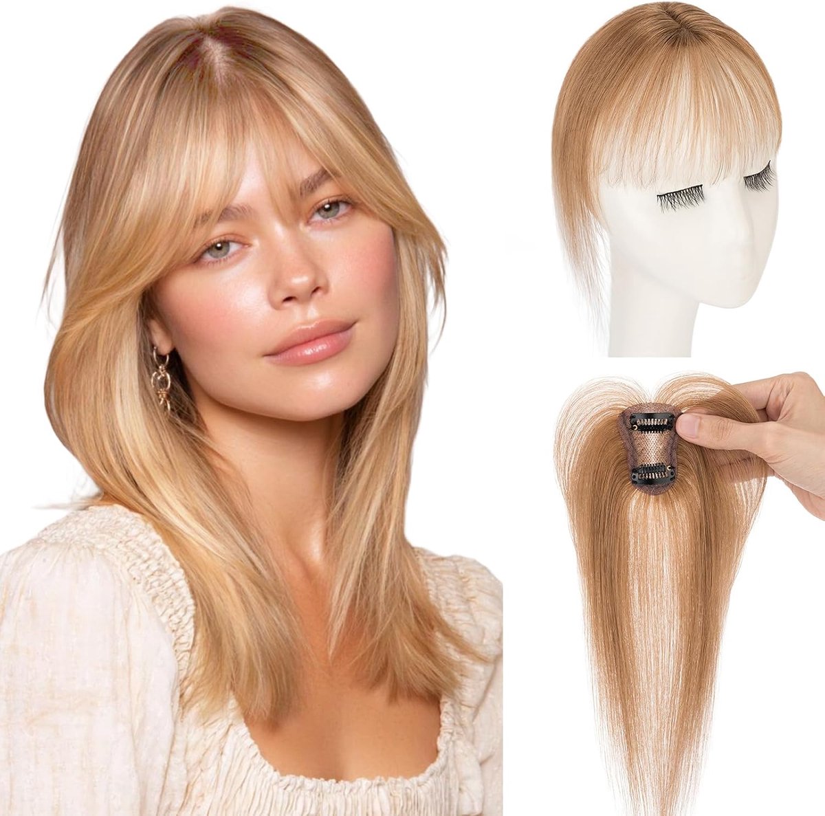 Clip In Pony Echt Haar Dunne Pony Natuurlijke Haarstukken Voor Dames 10g #06 Lichtbruin