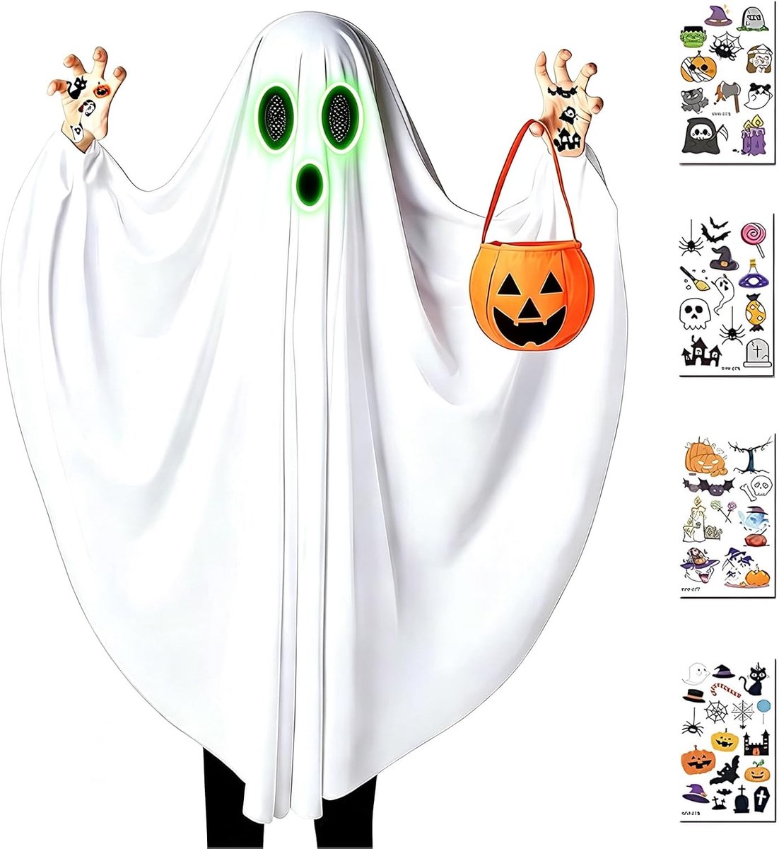 Halloween Spookkostuum, Lichtgevend Kinderen Spook Kostuum Halloween Kostuums Halloween Fancy Dress Jongen Meisjes voor Feesten