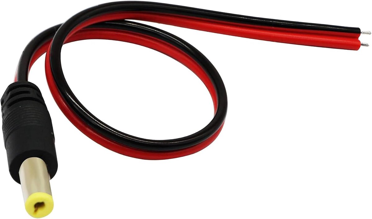 Power Mannelijke Pigtails Kabel 22AWG 5V 3A DC5.5mm x 2.1mm Mannelijke naar Blote Draad Open End Power Kabel voor Beveiligingscamera LED Strip Licht 0.3m/11.81inch 2 stks