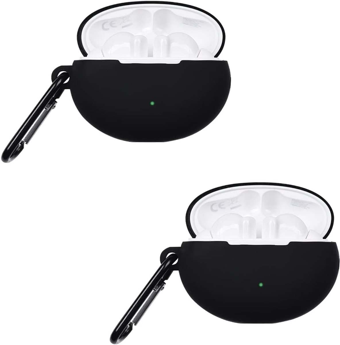 Case Box Beschermhoes Compatibel met OPPO Enco 3 Oordopjes,[Schokbestendige beschermhoes] [Past perfect][Ondersteuning draadloos opladen ]-zwart+zwart【2 stuks】