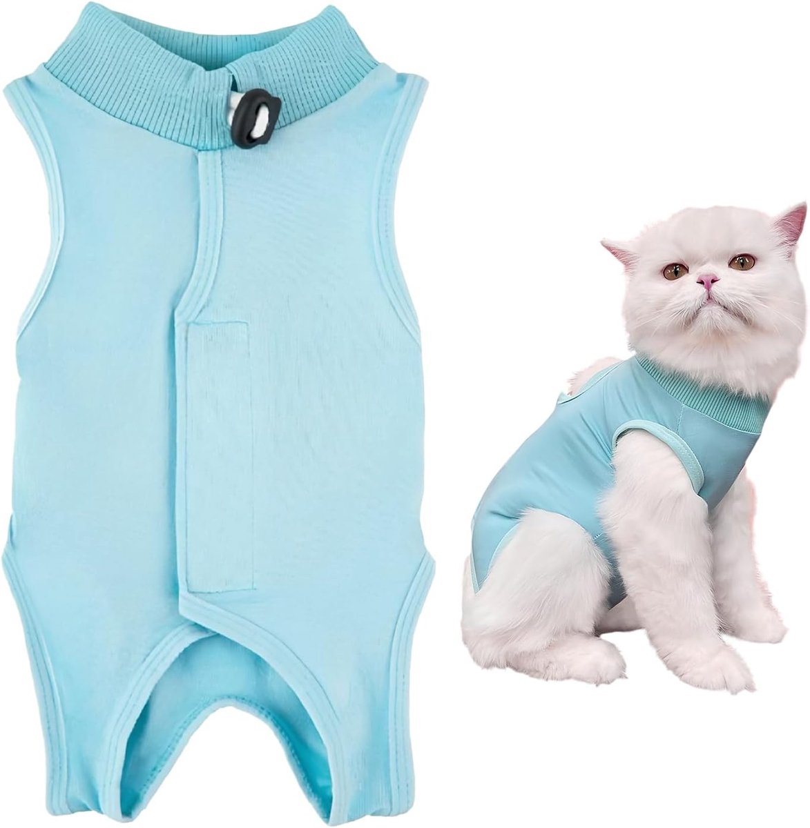 Herstelpak voor katten, ademend, body kat, sterilisatie, chirurgisch herstelpak voor katten, buikwonden of huidziekten (blauw, groot)