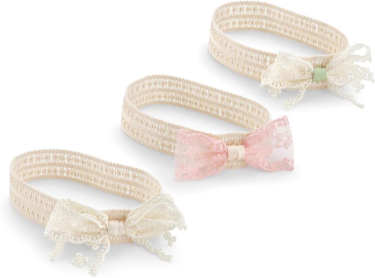 Set van 3 kanten hoofdbanden met strik voor babymeisjes