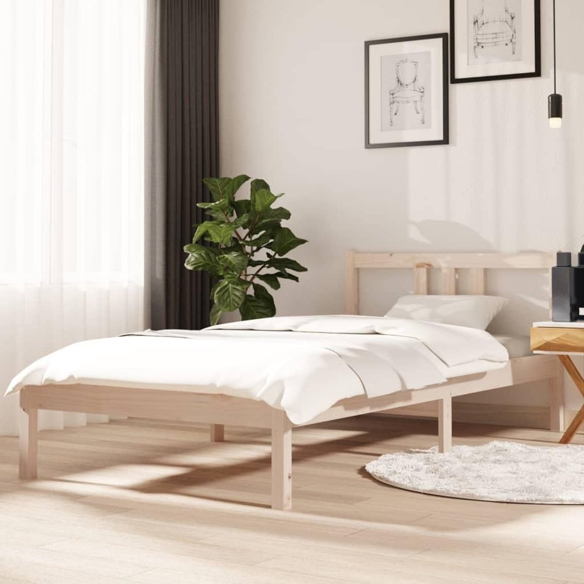 Grenenhout Moderne slaapkamer Bedframe Natuurlijk 90x190 cm