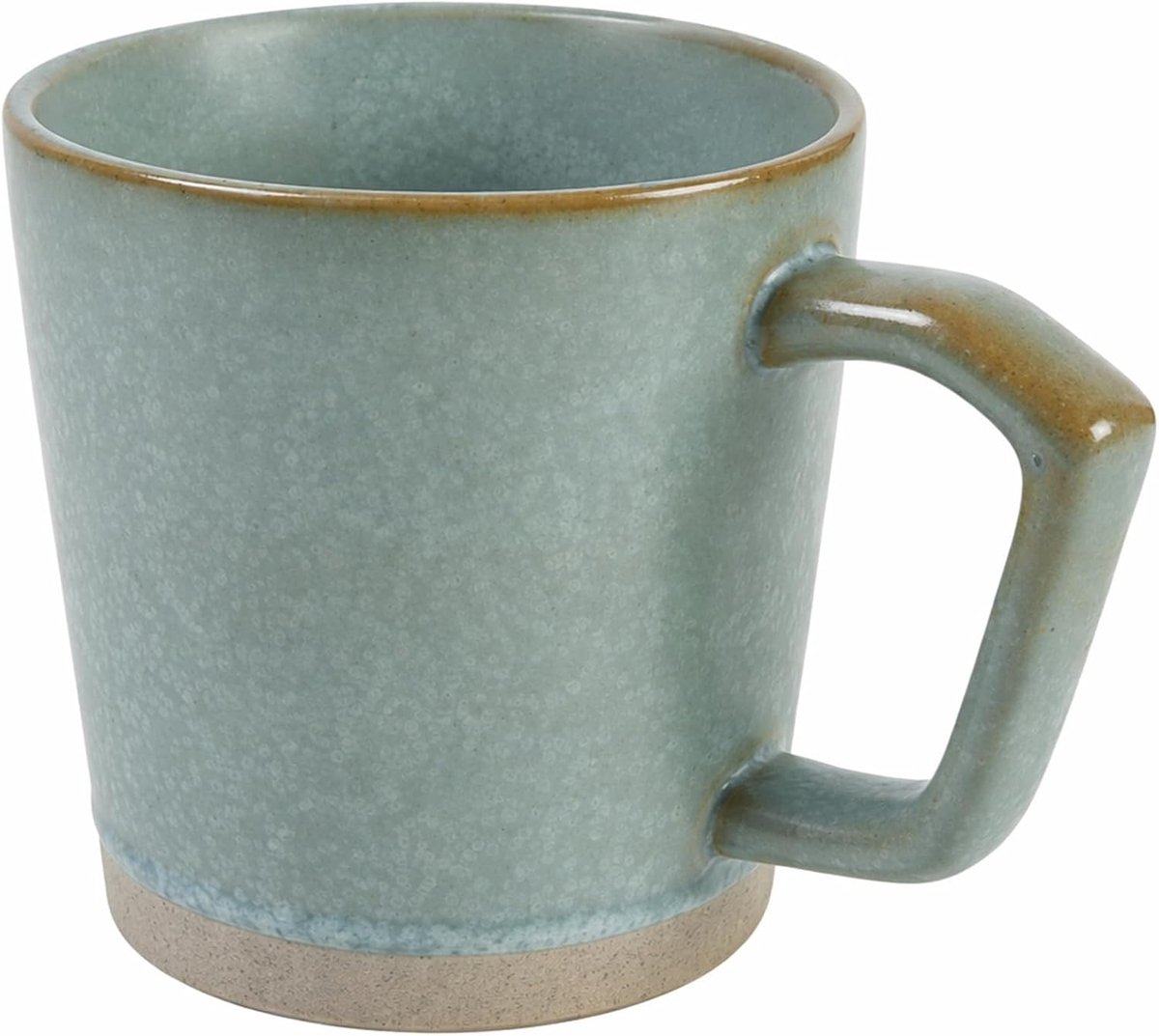 1 x groene mok, 400 ml, keramische beker, thee-container, klei, retro, Japanse stijl, voor thuis, kantoor, 9,8 x 9,4 x 13,3 cm