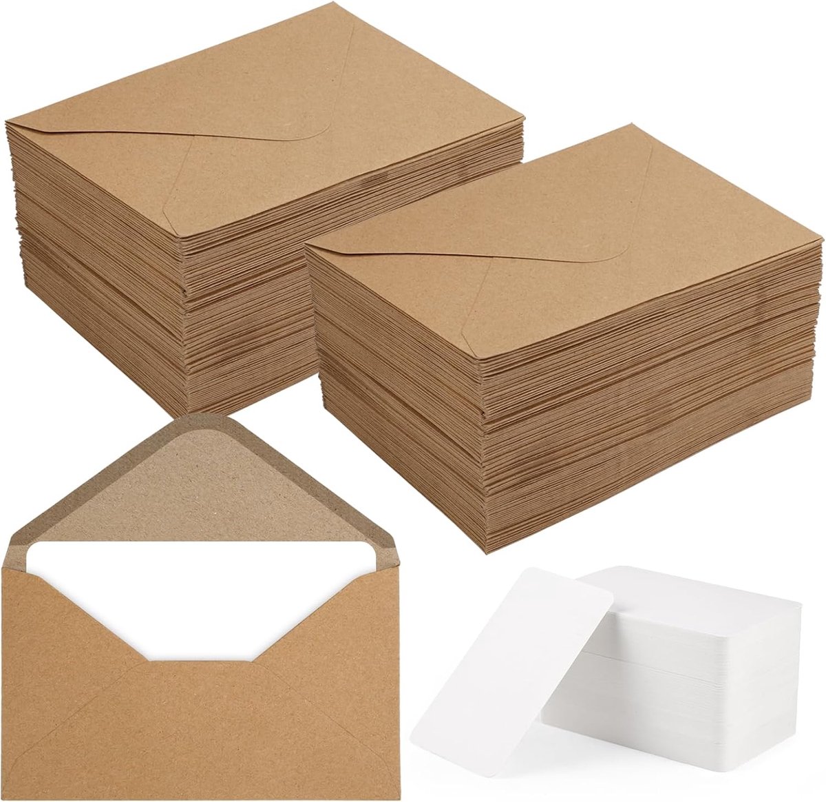 100 Stuks Kleine Enveloppen van Kraftpapier voor Wenskaarten, Uitnodigingen