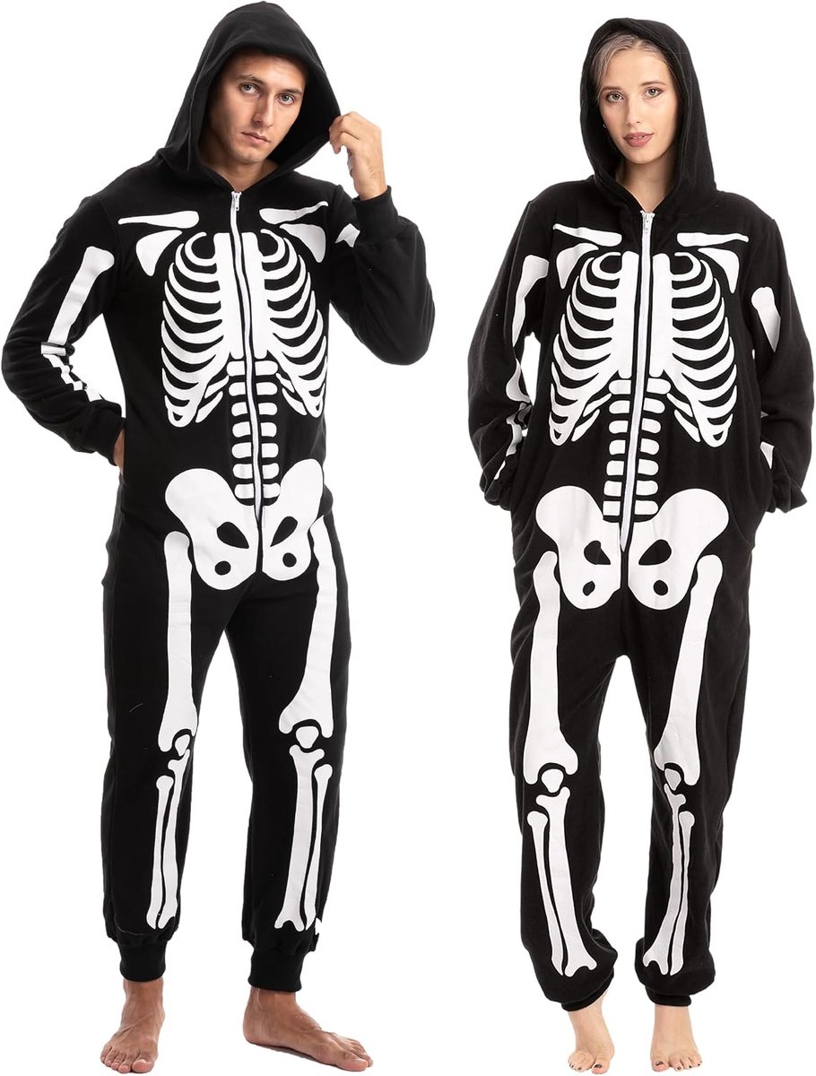 Spooktacular Creations Halloween skelet kostuum, unisex skelet kostuum jumpsuit for Volwassenen, XXL