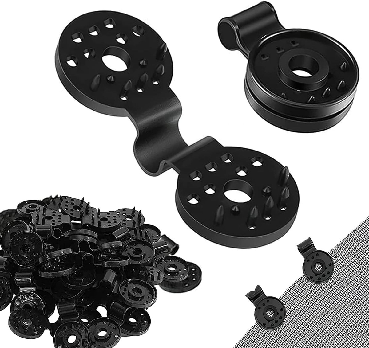 Clips van kunststof, 60 stuks bevestigingsclips, speciaal oogje, clips voor schaduwnet, speciale bevestigingsclip, clip voor tuinnet van kunststof, ronde clip
