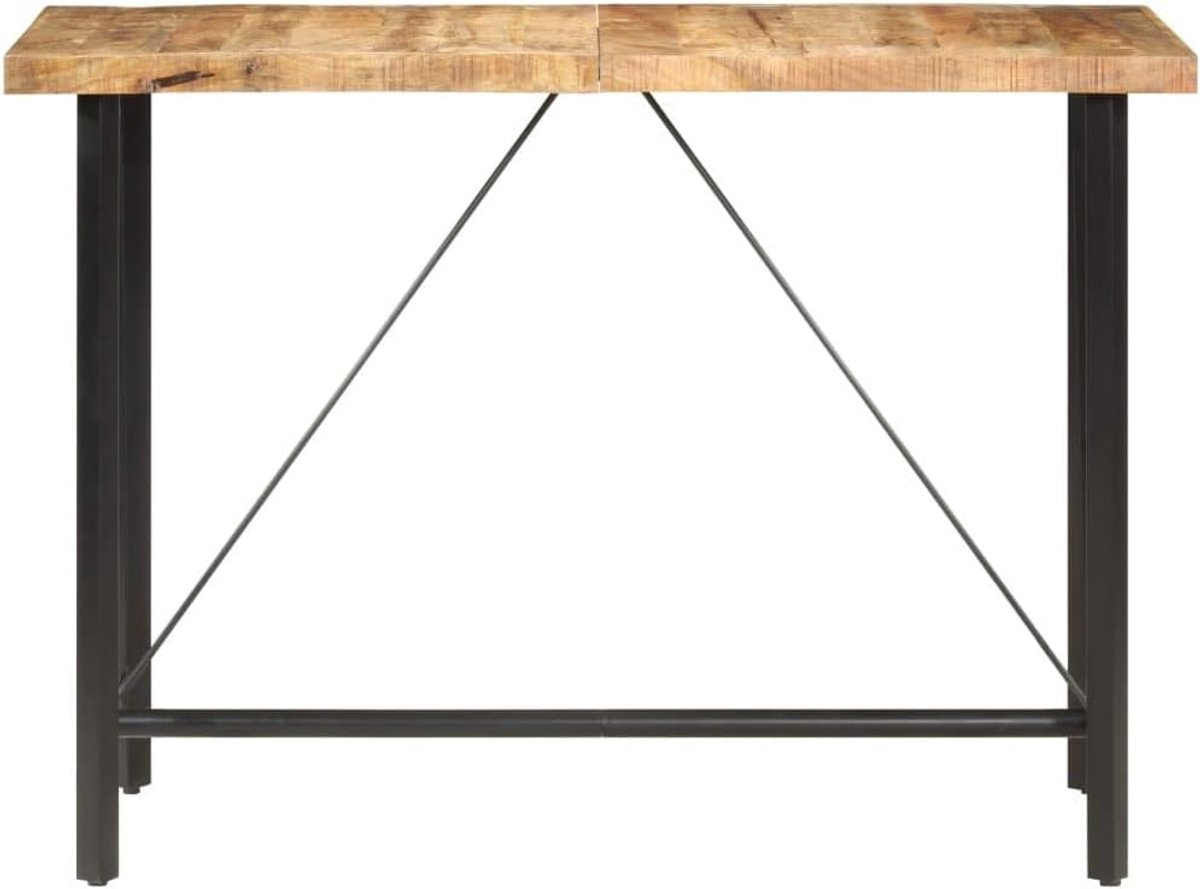 Staaftafel van ruw mangohout, 150 x 70 x 107 cm, industriële look met gepoedercoate ijzeren poten, stabiele bartafel voor keuken en eetkamer