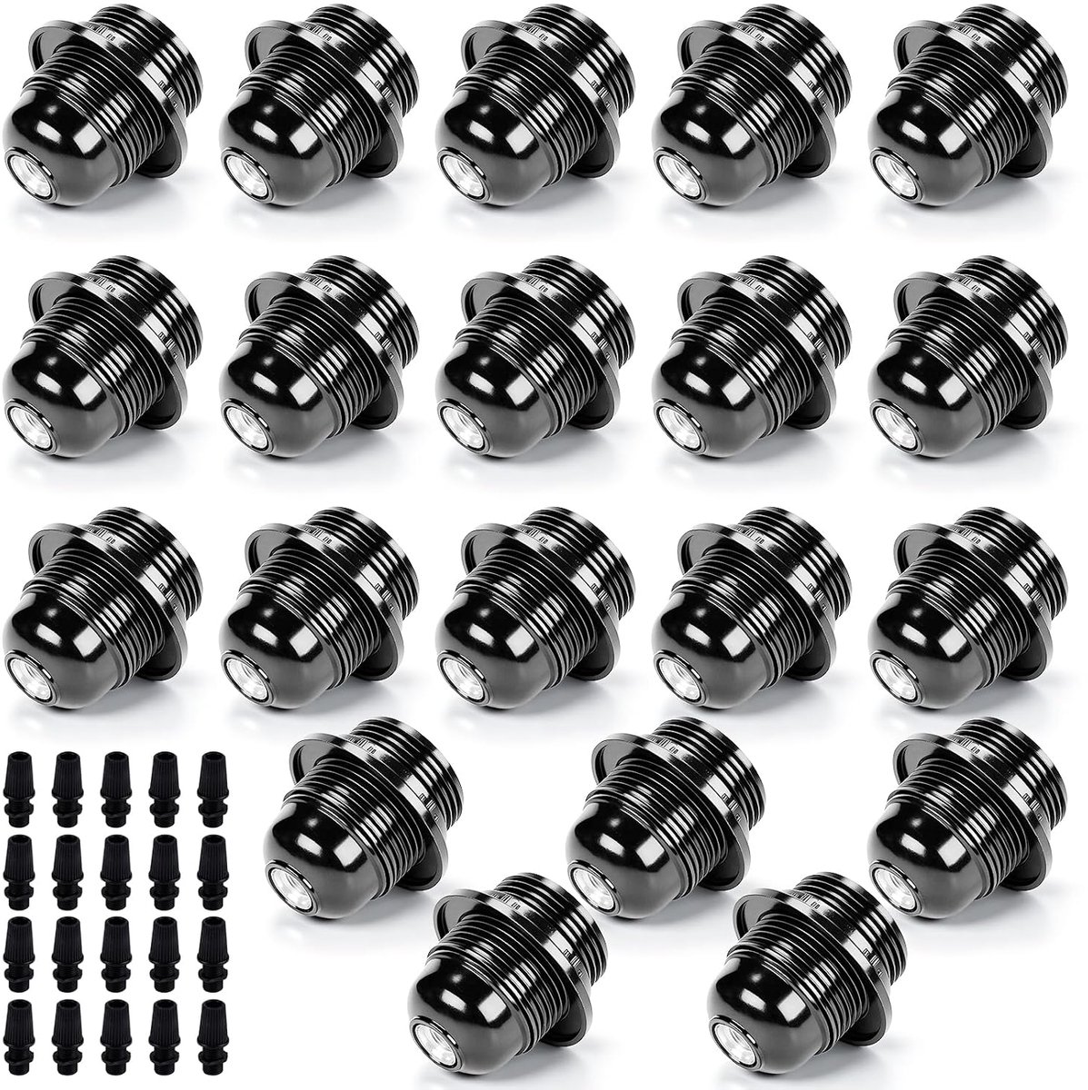 20 stuks E27-fitting, lampfitting E27 lamphouder & krasbestendige lampvoet ter vervanging voor tafellampen, staande lampen en plafondlampen, zwart