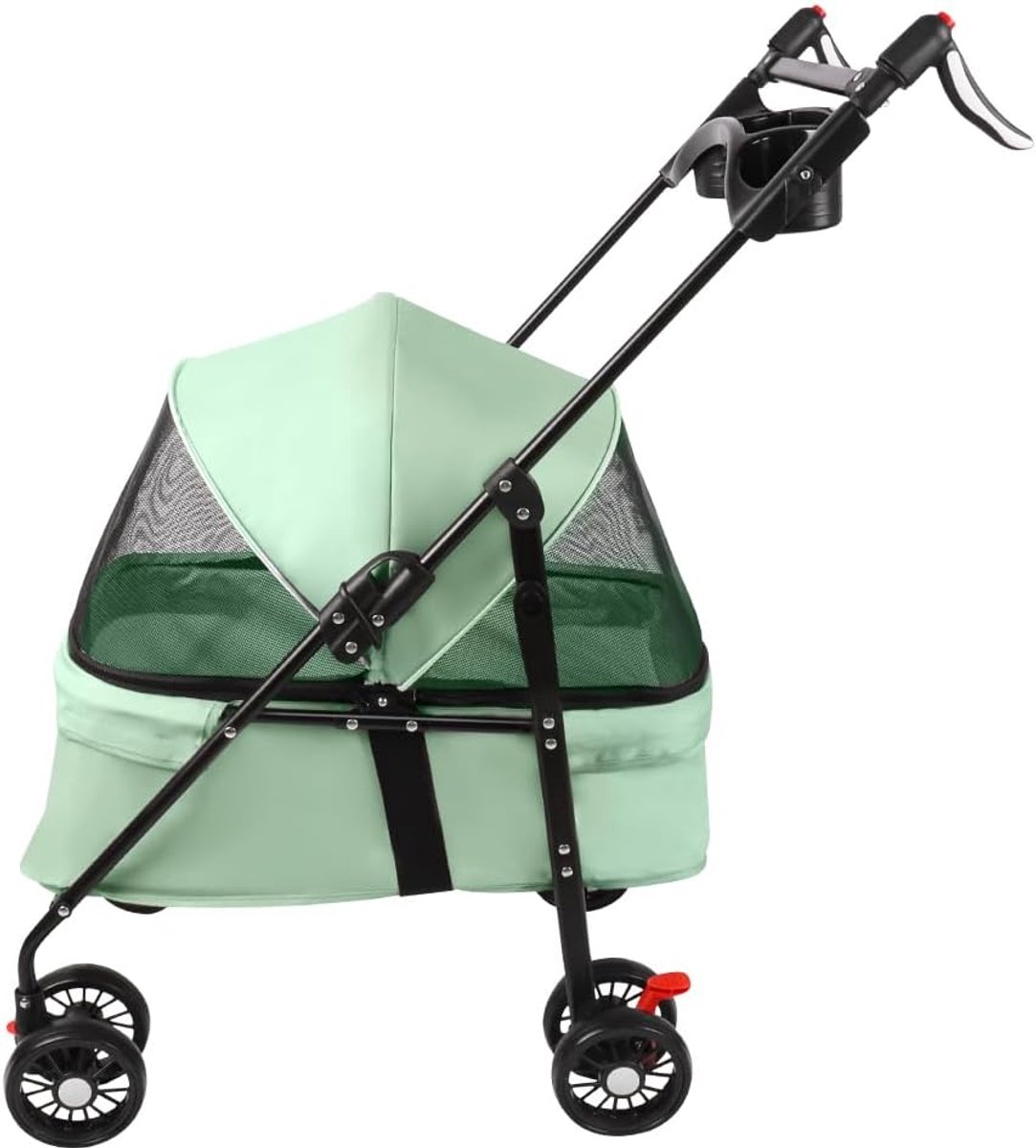 Kinderwagen voor honden en katten, 3-in-1 - draagkracht tot 20 kg - van staal en EVA - met afneembare draagtas - buggy bolderkar voor kleine dieren tot 20 kg, 50 x 70 x 95 cm (mintgroen)