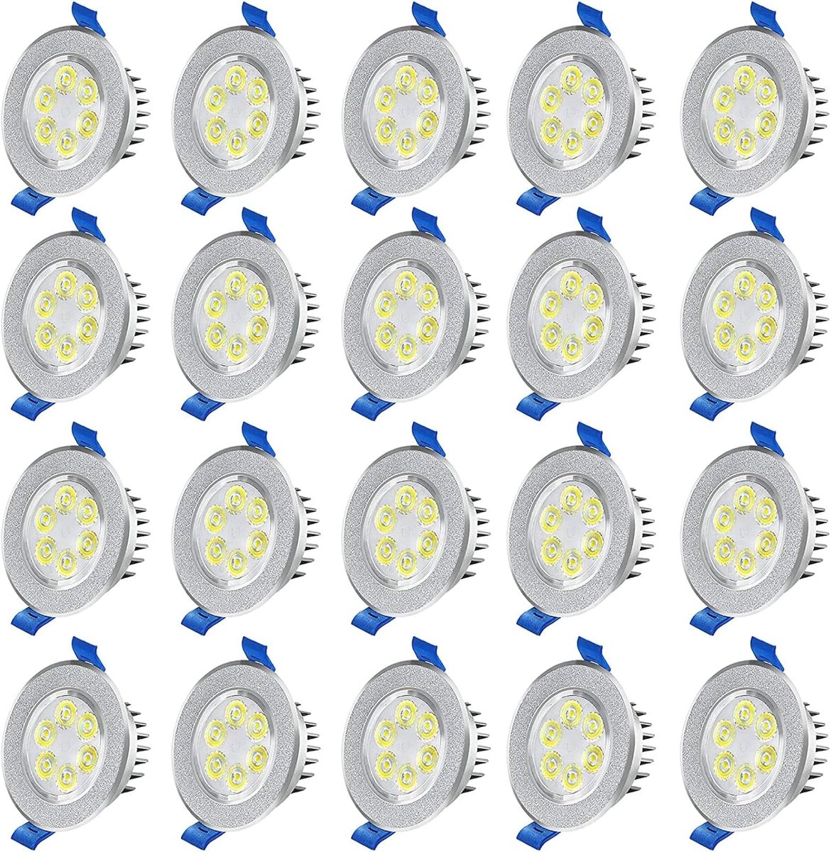 20 Stuks Inbouw Plafondlampen 230V LED Platte Inbouwspot Set Aluminium Plafondspots Huishouden Ultraslim Verzonken Spots Paneelverlichting voor Woonkamer Badkamer Keuken Kantoor (3W, Koel Wit)