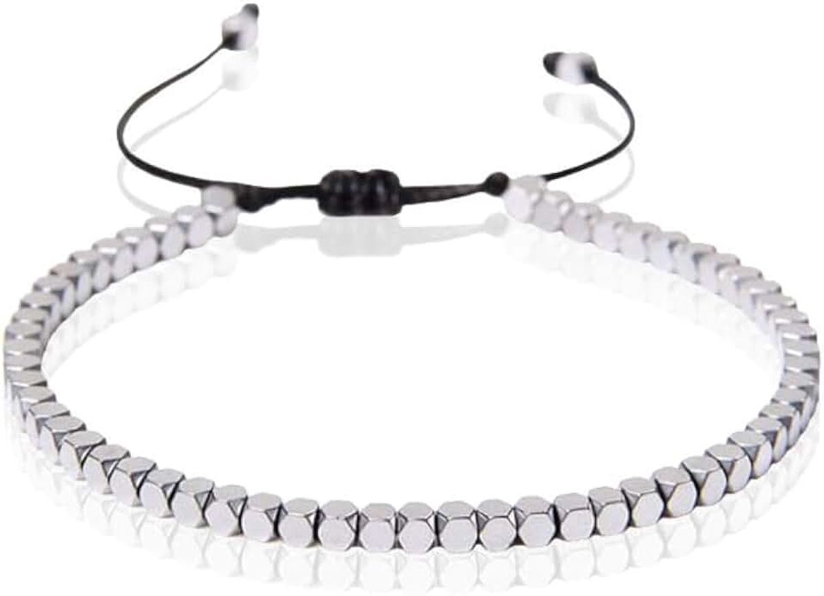 Armband - 4mm Cube Zilver