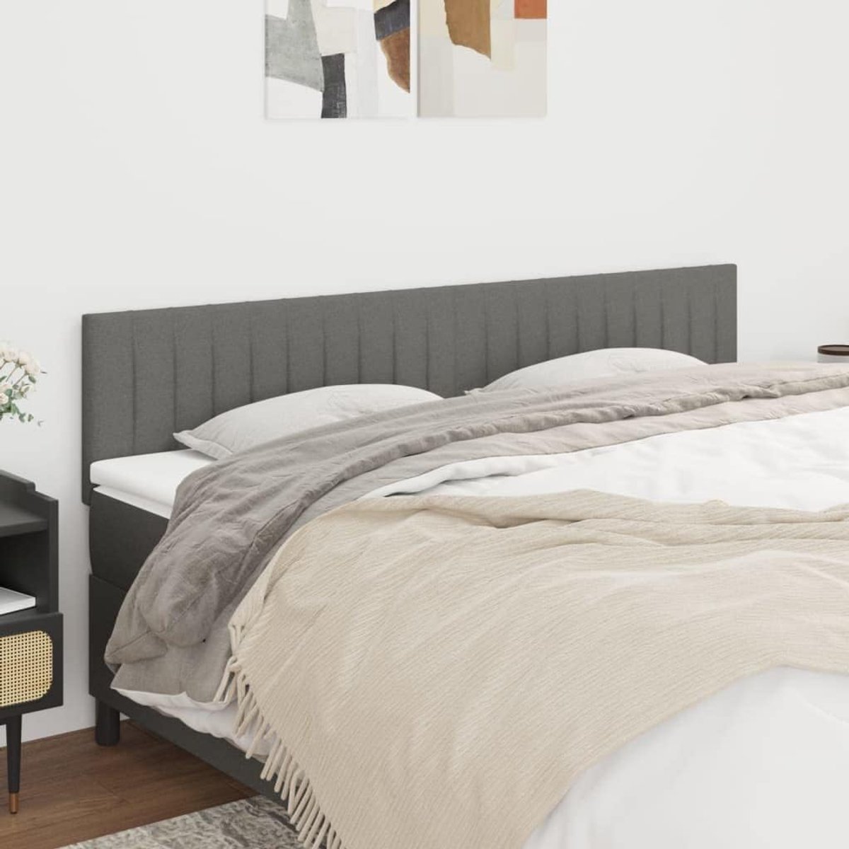 Hoofdsteunen 2 Stuks Donkergrijs 100 x 5 x 78/88 cm Stof Hoofdsteun voor Slaapkamer Slaapkamer Meubels Hotels