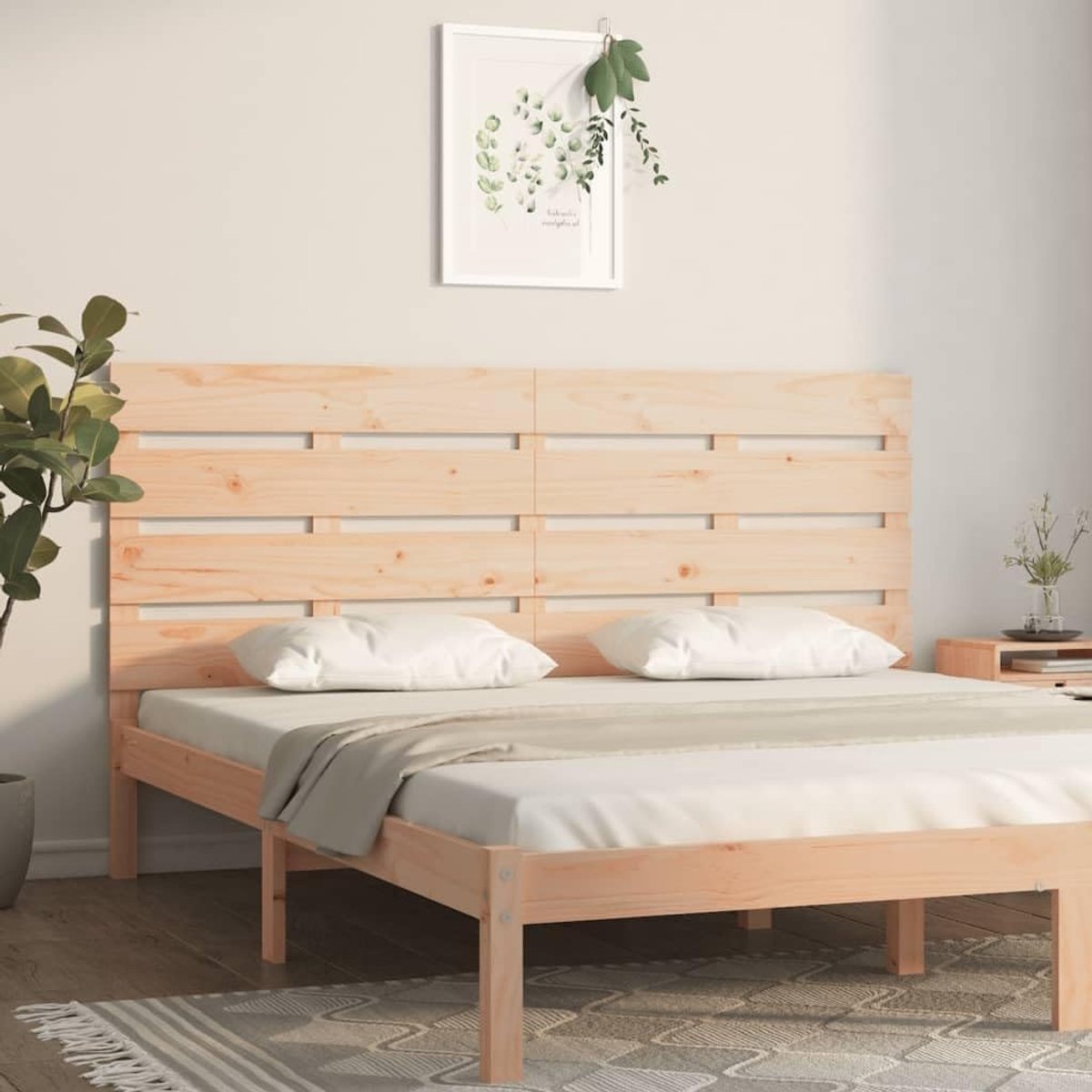 Houten hoofdeinde 180 x 3 x 80 cm van grenenhout met lattendesign voor moderne slaapkamer - Rustiek hoofdeinde van massief grenenhout als comfortabele rugsteun