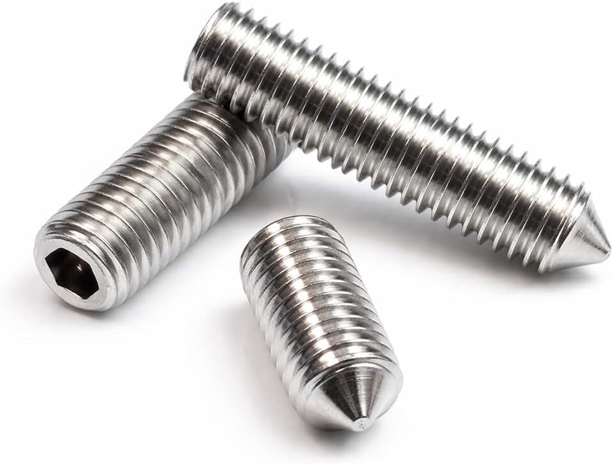 Madenschroeven van verzinkt staal M6x6 - 20 stuks - schroefmaat M3 M4 M5 M6 M8 - zinkschroeven - stifttappen met punt en binnenzeskant - madenbolzen - roestvrij