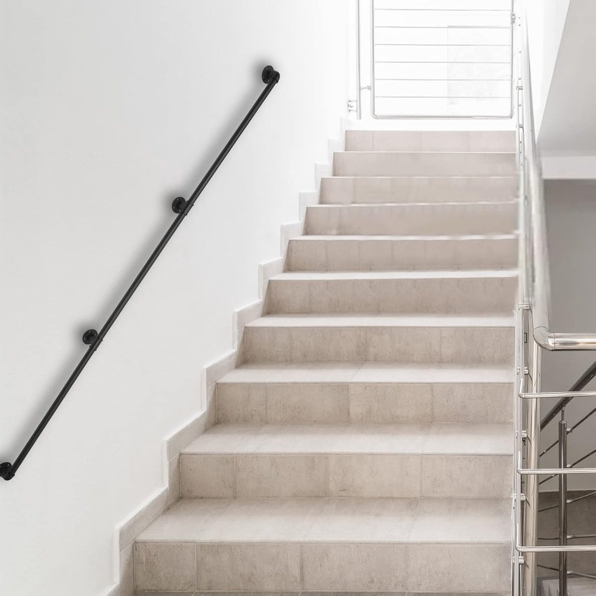 Zwart voor trappen binnen lange stap voetleuning buisvormige leuning leuning 30 m zwart voor lofts bars woningen dansstudio's