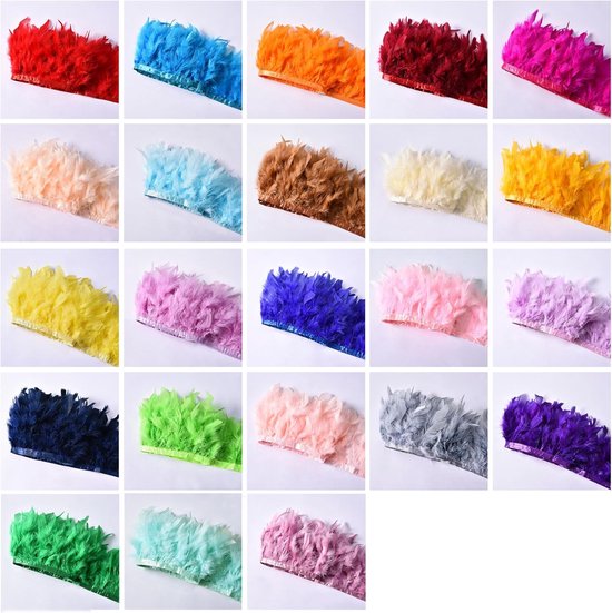 10 - 15 cm natuurlijke kalkoenveer band kalkoenveer rand fringen trim veerboord pluche veerbekleding voor doe-het-zelf knutselen naaien party bruiloft jurk kostuums decoratie beige 1 m — afbeelding 5