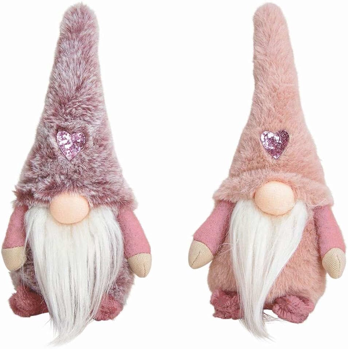 Wichtel in set van 2 - kabouters met hart in roze/roze - kerstdecoratie tafeldecoratie tafeldecoratie om neer te zetten
