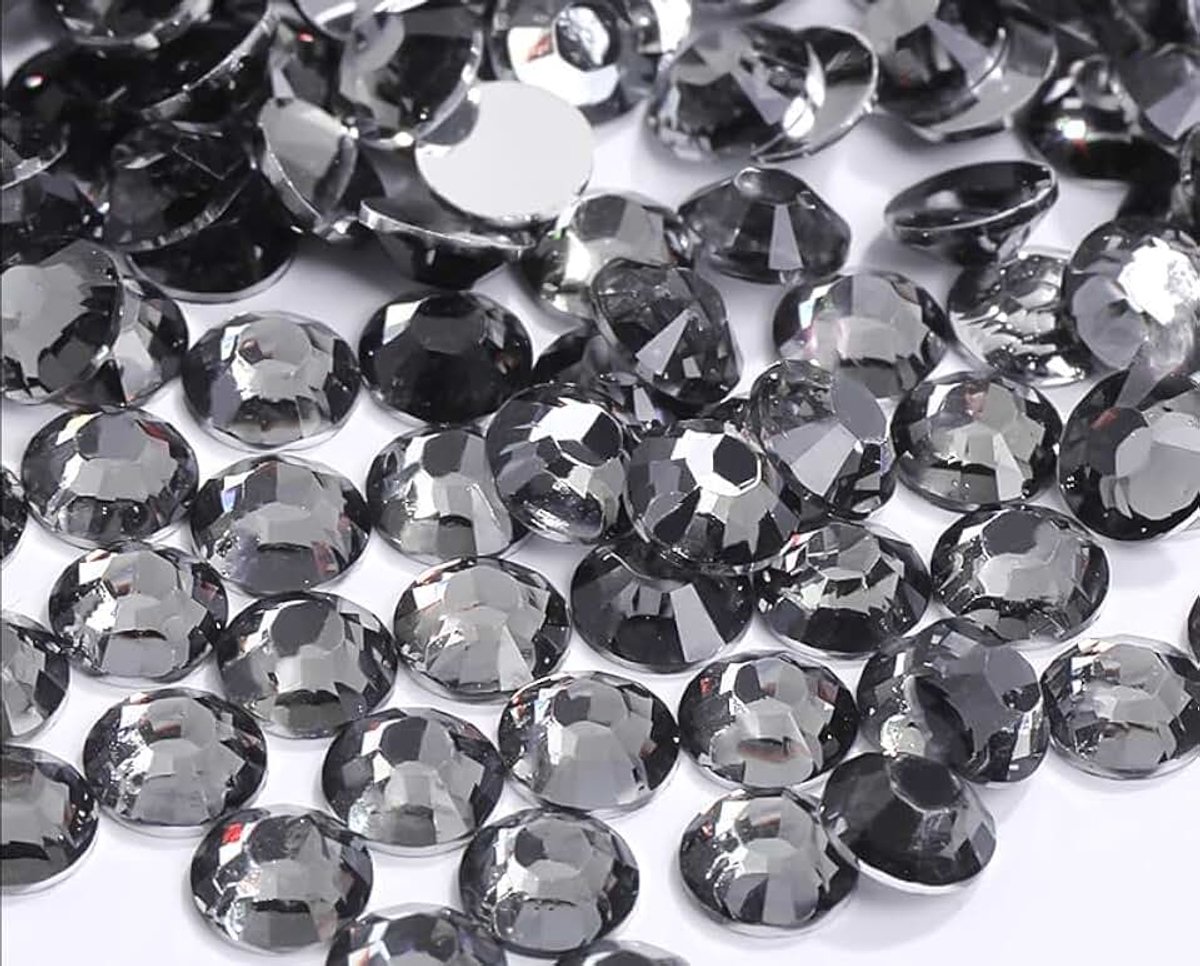 2 mm strass-steentjes, glittersteentjes, strassteentjes om op stof te plakken, ronde kristallen, steentjes voor nagels, doe-het-zelf kleding, telefoonhoesjes, schoenen, tassen (grijs)