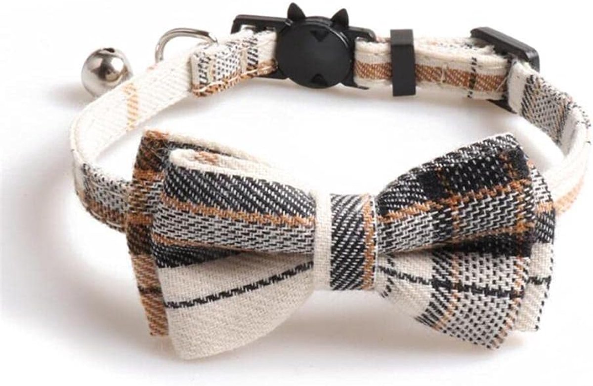 Kattenhalsband met Bell Vlinderdas Veiligheid Quick Release Verstelbaar voor Huisdieren Kitten Plaid Patroon