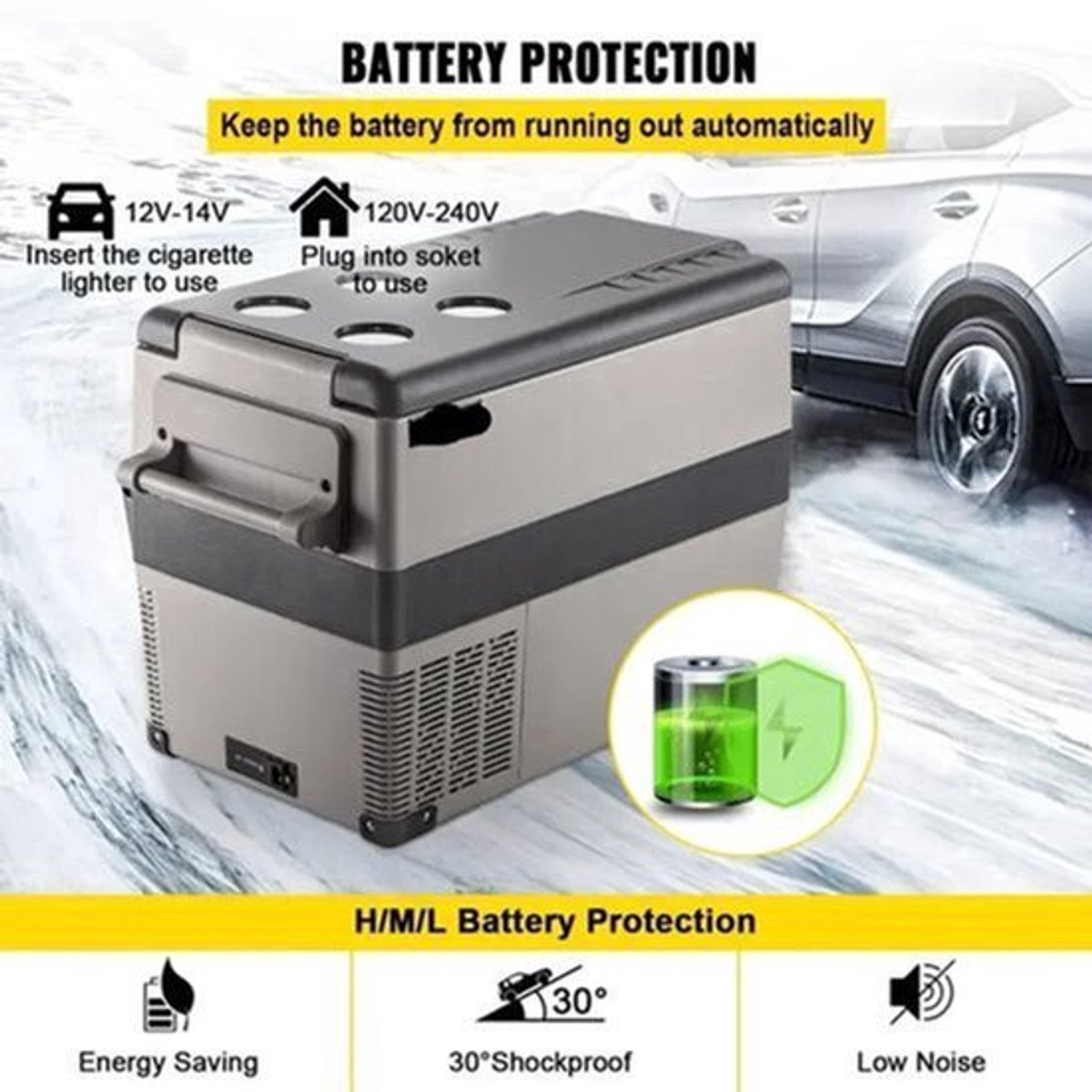 Auto Koelkast - Koelbox - Mini Koelkast - Draagbare - 15L - 12V/24V/220V - met Compressor - Mini Fridge - Perfect voor Camping, Reizen en Outdoor