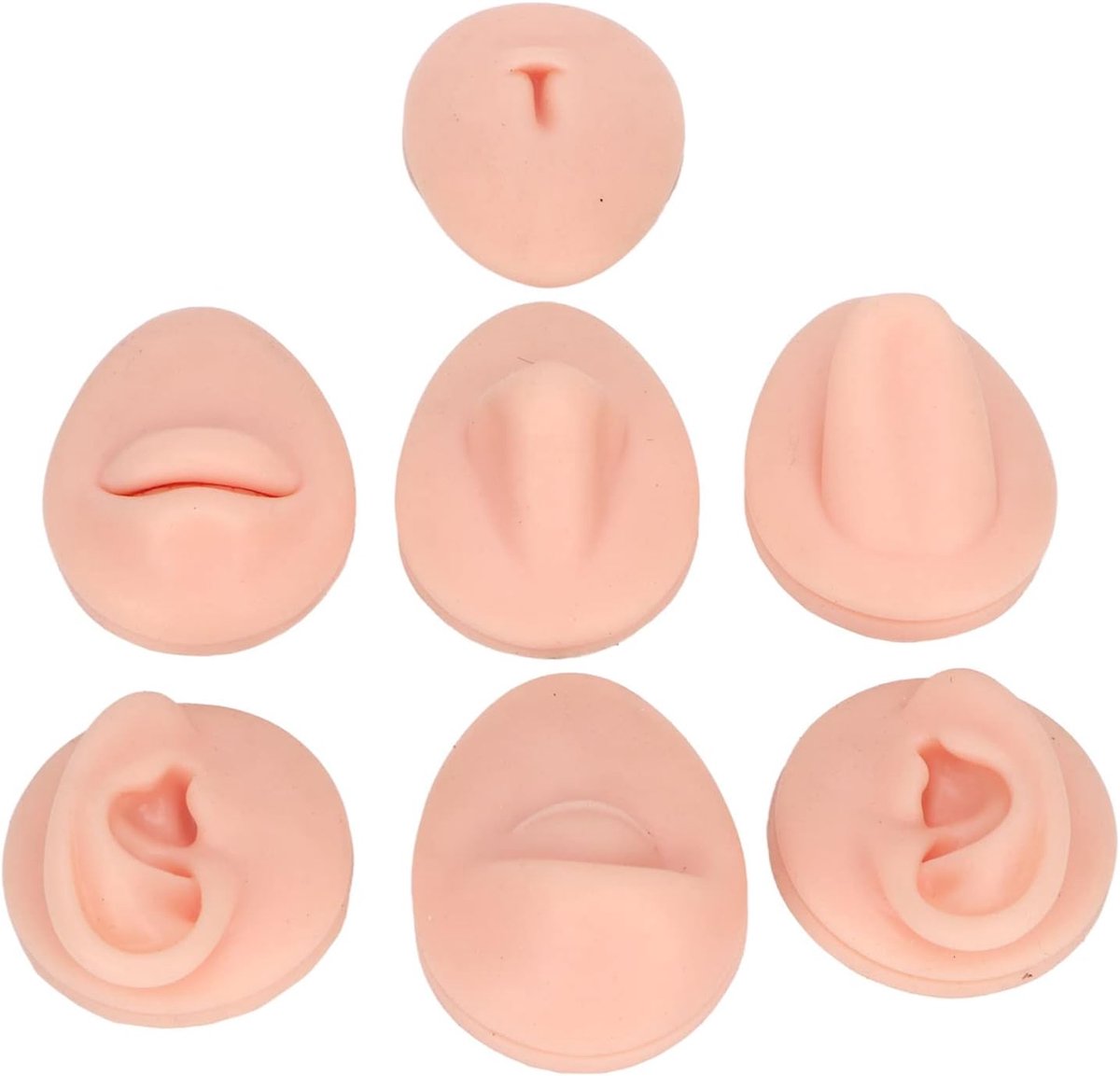 Lichaamsdelen , Realistisch Siliconen Piercing Oefenmodel , Herbruikbaar Oor Oog Neus Mond Mond Tong en Buik Knoop Model , voor Piercing Beginner en Sieraden Winkels(Lichte huidskleur)