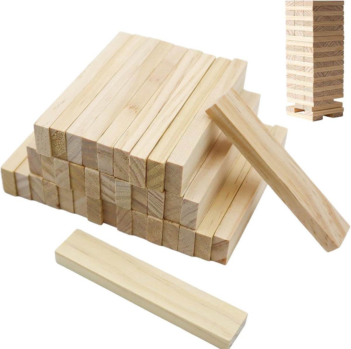 Houten blokken voor knutselen, houten latten, rechthoekige delen, hout, 100 x 20 x 7 mm, voor creatief knutselwerk, decoratie en modelbouw
