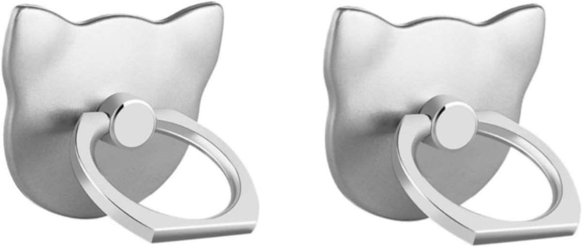 2 stuks telefoon-ringhouders, 2 stuks telefoon-ringhouders, 360° mobiele telefoongrepen voor alle smartphones en mobiele telefoons (zilver)