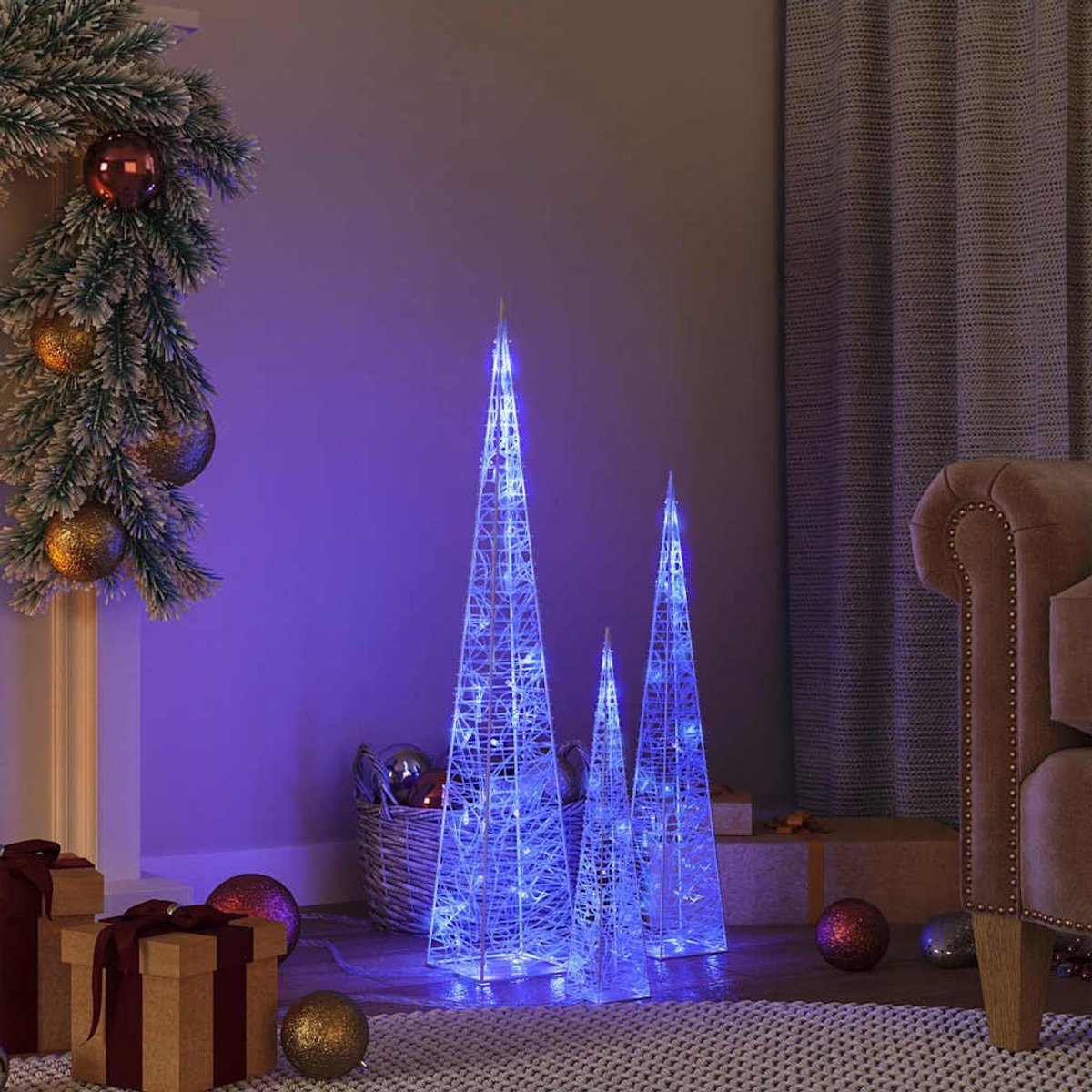 Acryl blauw, kerstdecoratie 30/45/60 cm