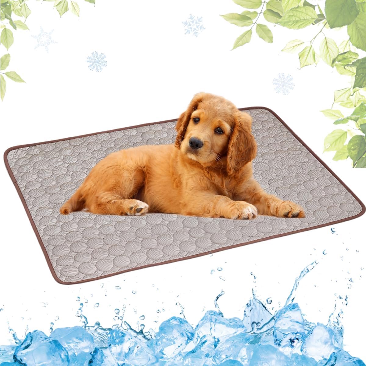 Koelmat voor Hond, Zelfkoel Hondenmat, Kat Koelmat, Niet-toxisch Huisdier Zelfkoelende Pad, Wasbaar Hondenkoelmat voor Honden en Katten in Hete Zomer Ontspannen(Koffie,40x50cm)