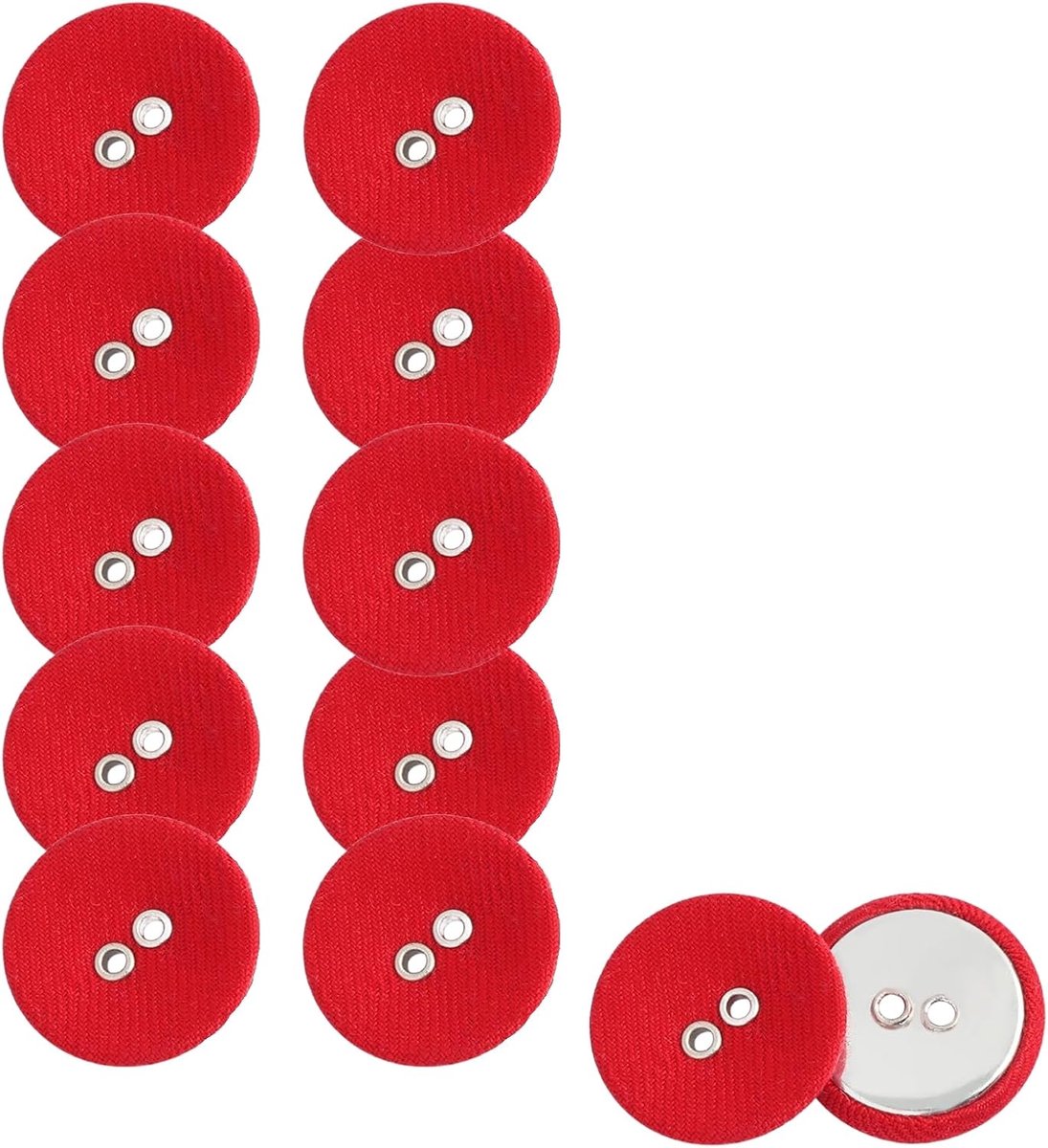 Knopen met 2 gaten, 11 mm, ronde stoffen knopen voor overhemden, blazers, mantels en windjacks, ideaal voor manchetknopen en doe-het-zelf naaien, 12 stuks, rood