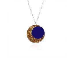 Maan Crescent – hanger glitter 3,9 cm met ketting 50 cm – verkrijgbaar in goud of zilver Amity