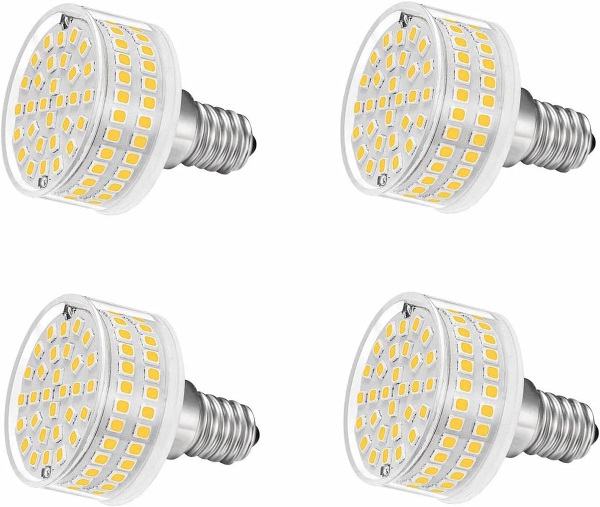 E14 9W, plat rond, 88 LED-chips, vervanging 90W E14 halogeenlampen, 6000K koudwit, 900 lm, 360 graden stralingshoek, AC 220-240V, niet dimbaar, 4 stuks