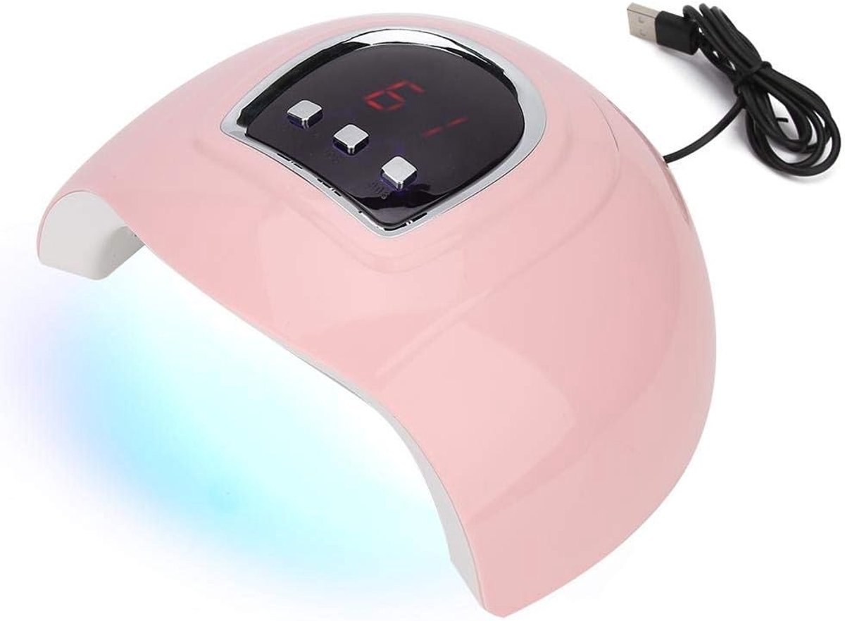 UV-led-nageldrogerlamp, 54 W, professionele nageldroger, 3 timers 30S/60S/90S, draagbare USB-uithardingslamp voor gelnagellak, roze (54 W)