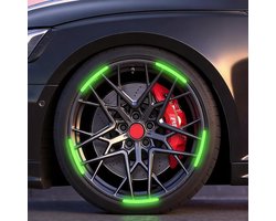 20 Stuks | Neon Reflecterende Auto En Motor Wiel Velg Stickers | Hoge Zichtbaarheid Wiel Decals | Racing Design | Waterdicht En Krasbestendig