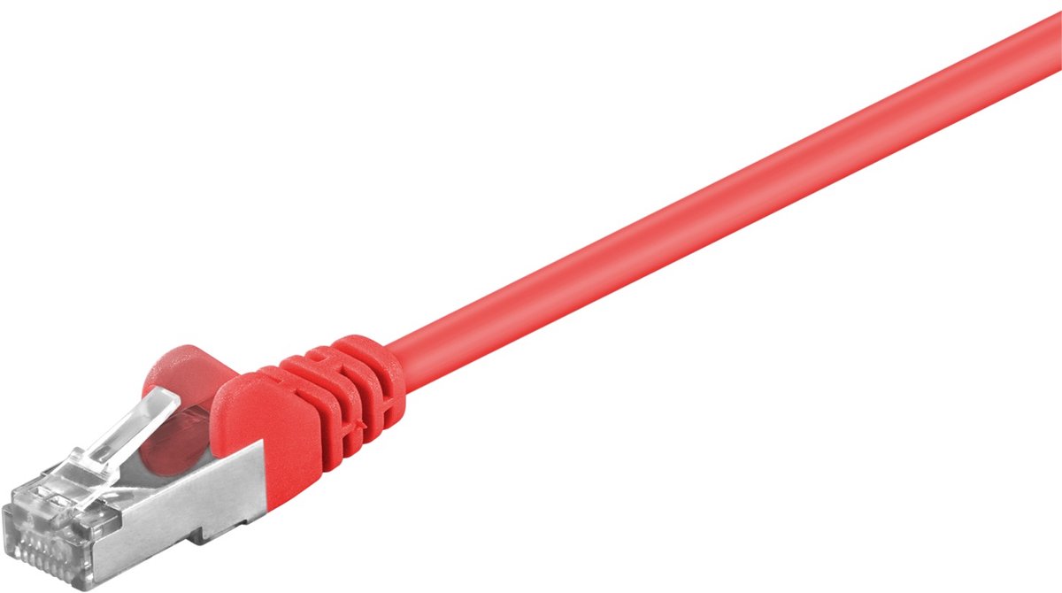 Image of Goobay CAT 5e netwerkkabel, F/UTP, rood, 0,5 m, met koper beklede aluminium geleider (CCA)