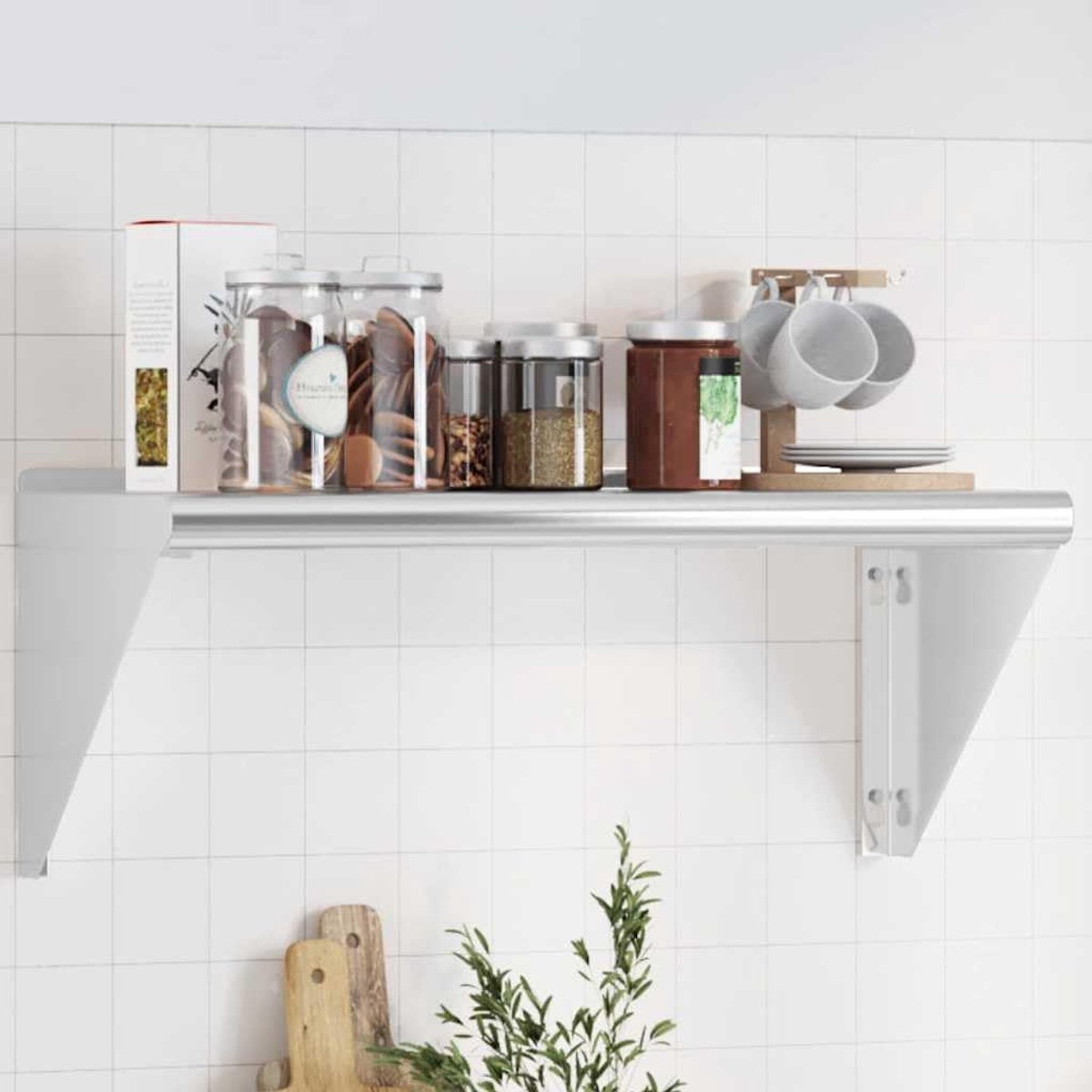 Multifunctioneel wandrek voor de keuken, 75 x 30 x 31 cm, zilver, roestvrij staal