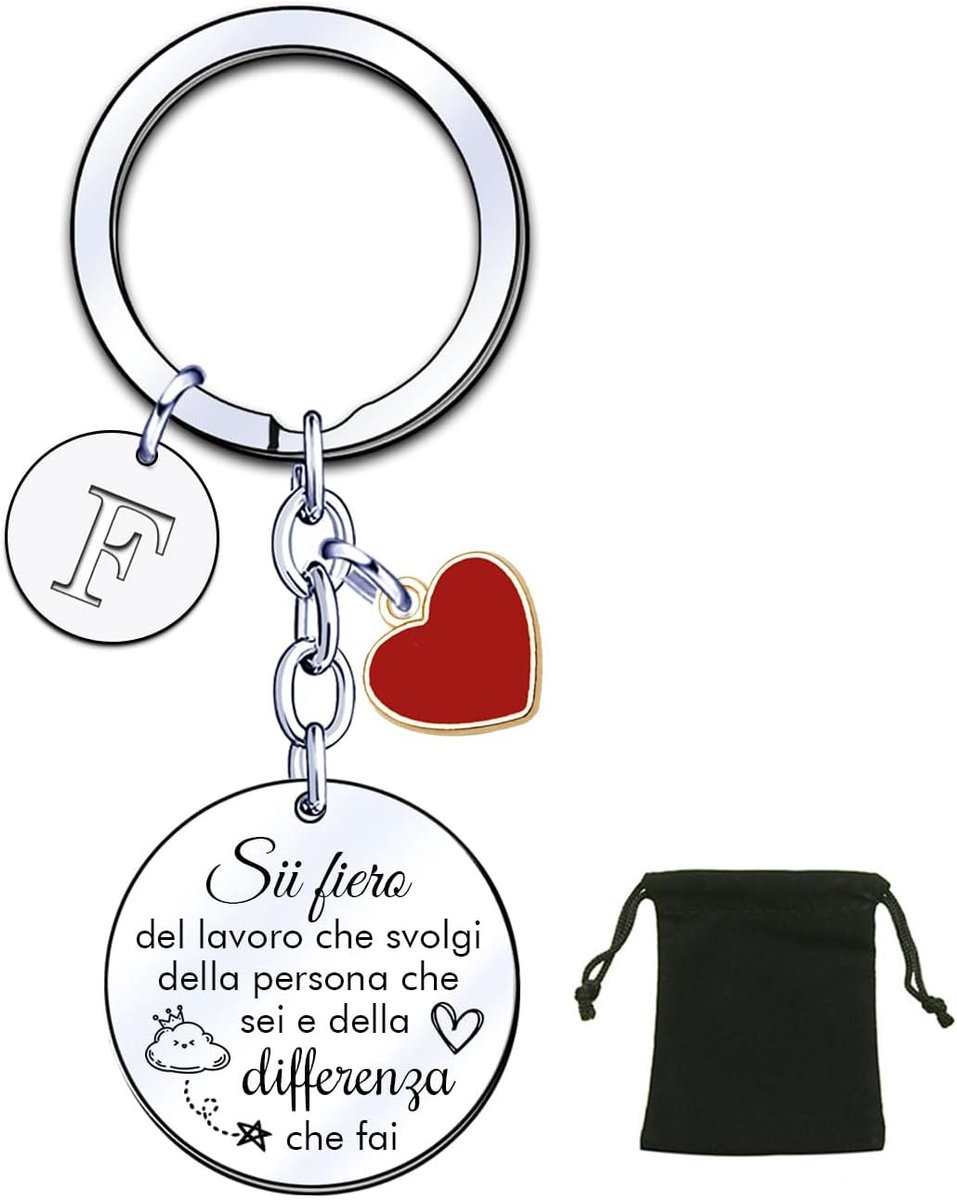 Cadeau voor collega's sleutelhanger A-Z met initialen voor collega's, vriend, sleutelhanger, cadeau voor collega's, bedankt, pensioen, cadeaus voor collega's en vrienden, verjaardag, Kerstmis