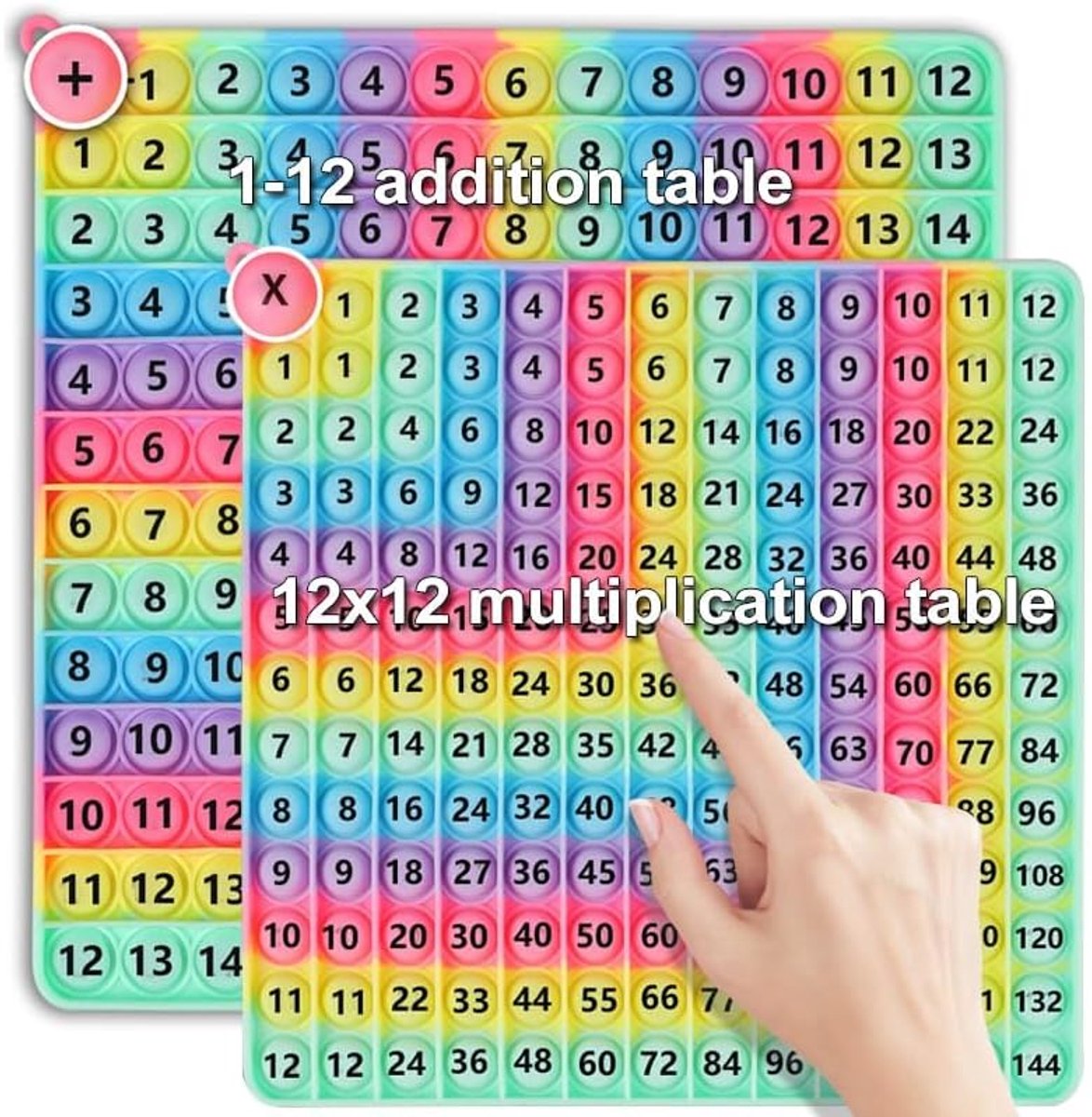 And Pop Bubble Sensorisch Fidget Speelgoed, Vermenigvuldiging Pop It Anti-Stress Speelgoed, Pop Up Anti-Stress Knijpspeelgoed, 2 in 1 Educatief Speelgoed voor Vermenigvuldiging en Optelling voor