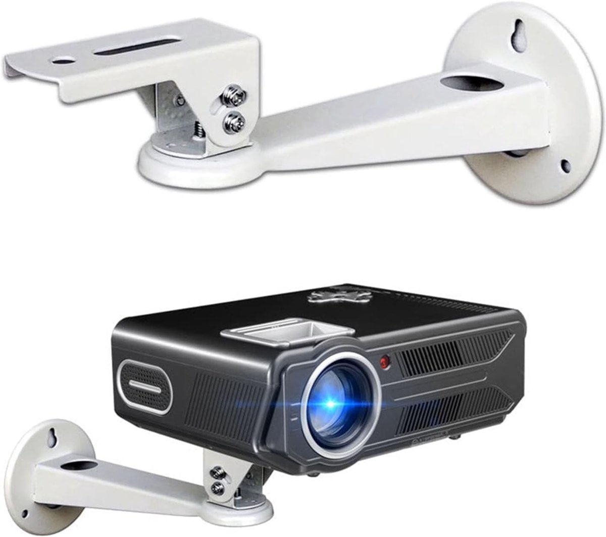 Verstelbare muurbeugel voor mini projector - 360 graden draaibaar, aluminium, schokbestendig, geschikt voor beveiligingscamera's en projectoren