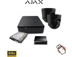 Ajax Systems 2 turret cameras, 8-channel NVR, PoE switch, 2TB storage
