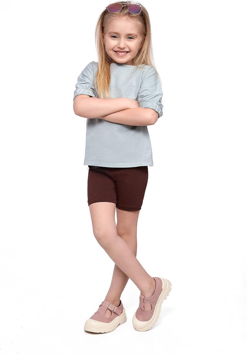Hi!mom Korte schoollegging voor meisjes, katoenrijk, 1/2 lengte shorts voor schooluniform I overknee baby kinderen katoenen legging dansschool elastische zachte korte broek, 2-13 jaar