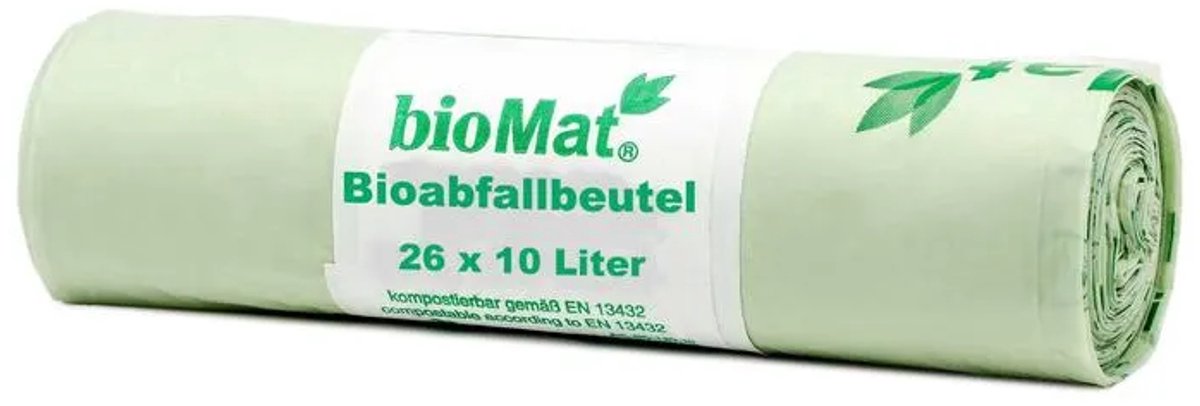 BioMat - Composteerbare Vuilniszakken 10 Liter - 25 Stuks - Met Handvat - Composteerbaar EN13432 - Ademend en Scheurvast - Sterk