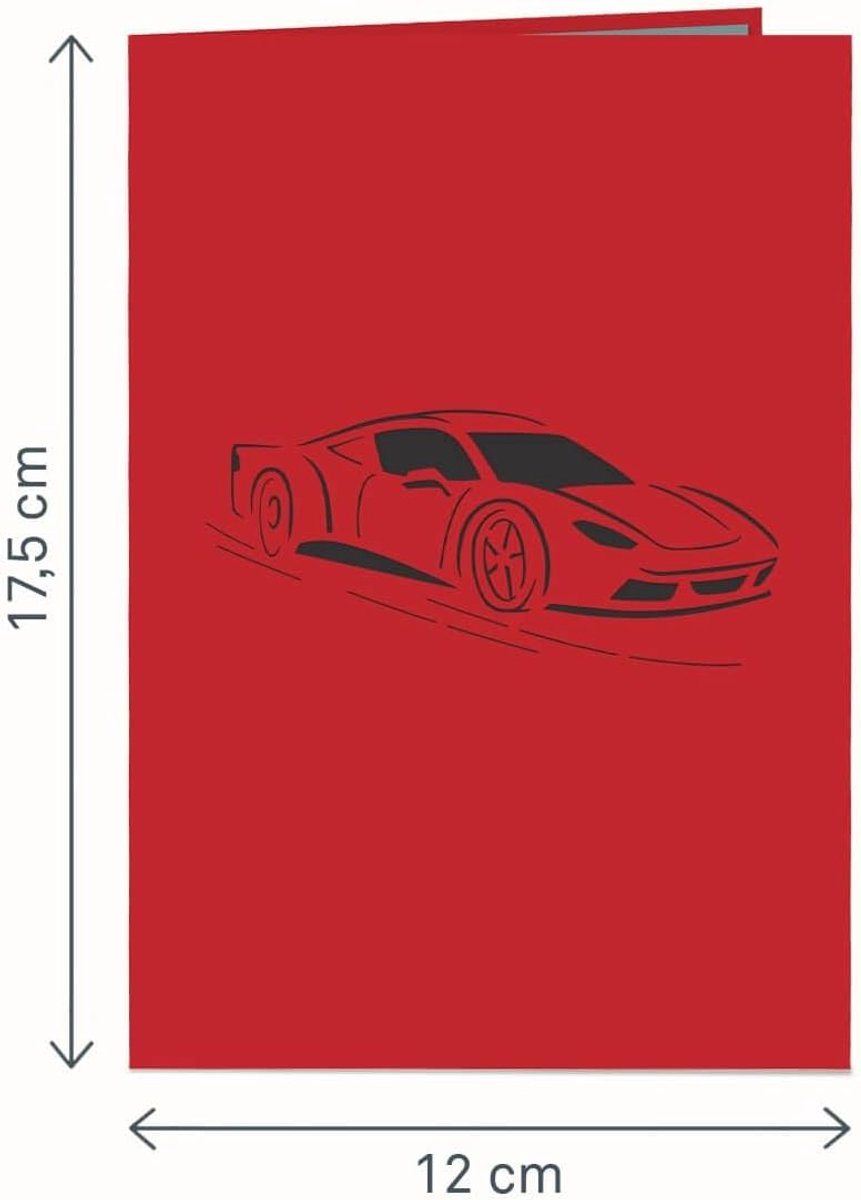 Papercrush Pop-up kaart sportwagen, 3D verjaardagskaart, wenskaart