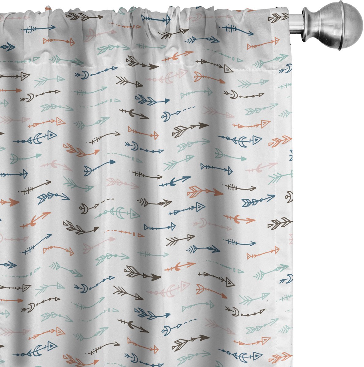 ABAKUHAUS Pfeil Raamgordijnen, Boheemse en Azteeks Geïnspireerd, Lichtgewicht decoratieve 2-delige set met roedezak, 2 stuks 75 cm B x 175 cm L, Meerkleurig