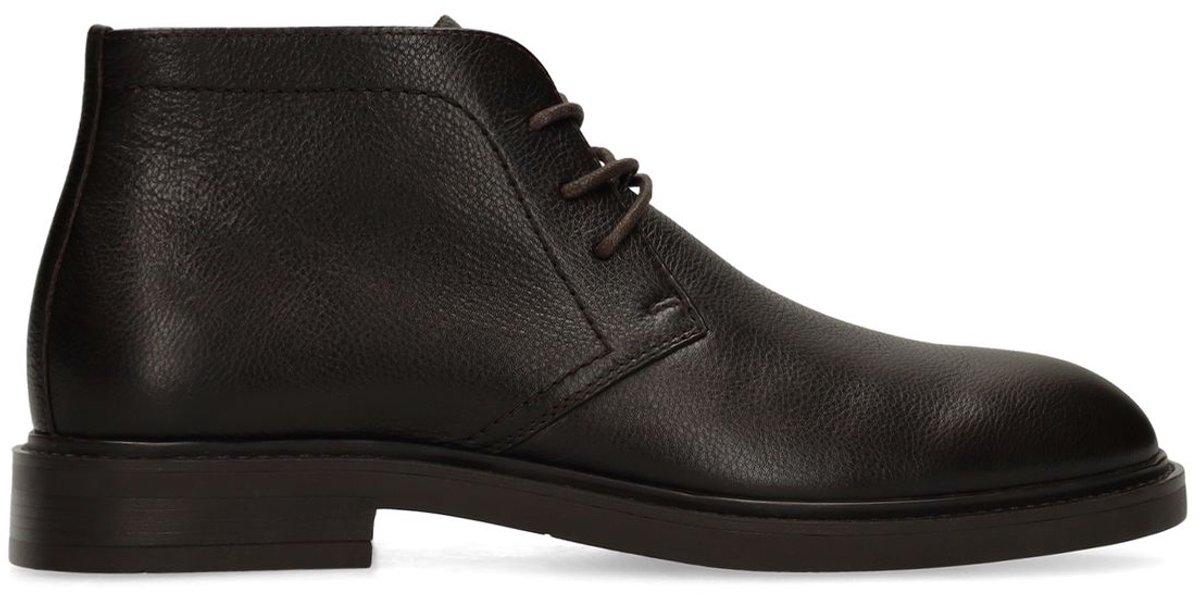 Manfield - Heren - Donkerbruine leren veterschoenen - Maat 43