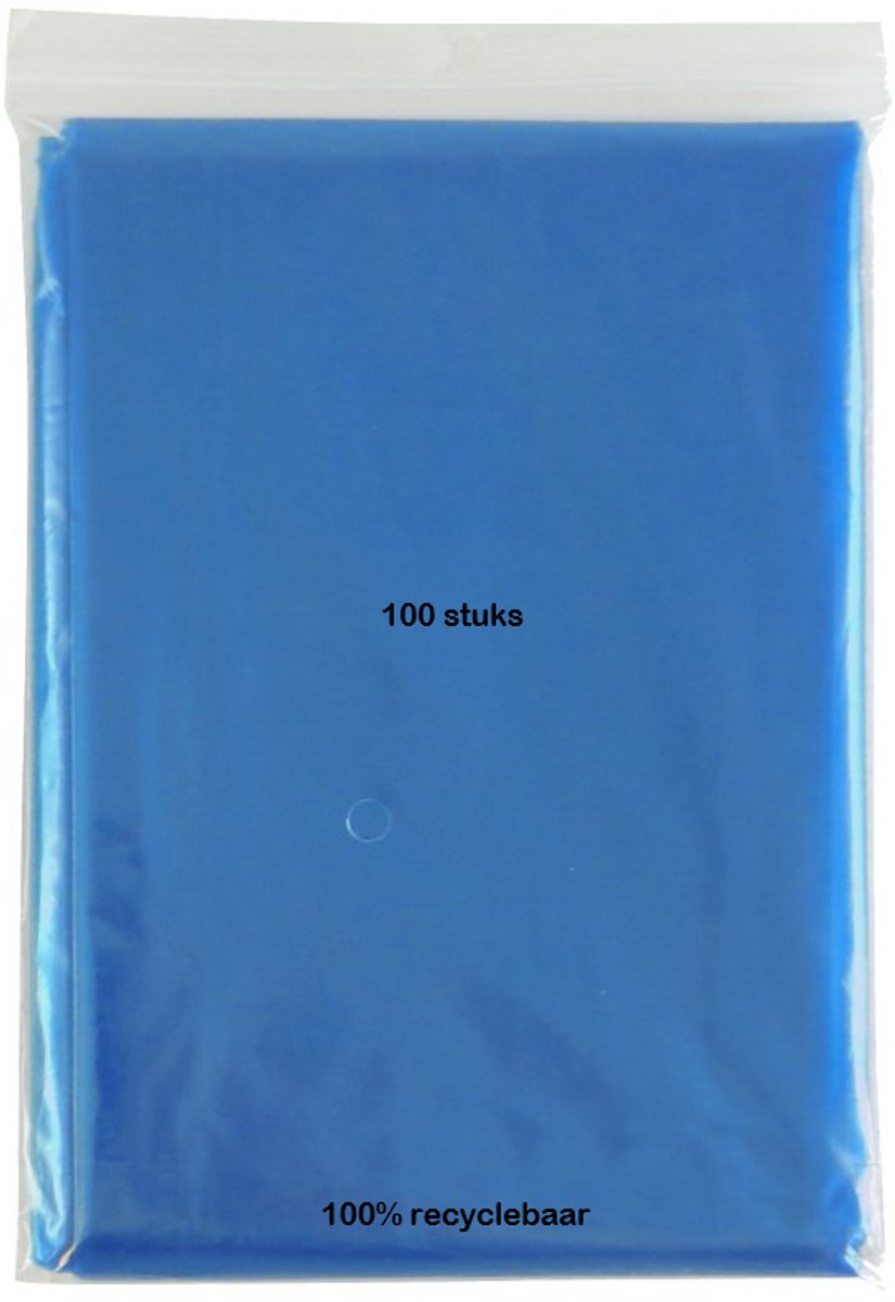 Eizook ponchos 100 stuks licht transprant blauw - eenmalig gebruik - per stuk in zakje 100% recyclebaar