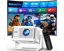 Magcubic® HY350MAX Mini Beamer 4K - Draagbare Smart Projector met Android 14 - Thuisbioscoop Beamer WiFi 6 & Bluetooth 5.4 - 600 ANSI- Auto Keystone - 180° Draaibaar - Full HD 1080P - Home Cinema