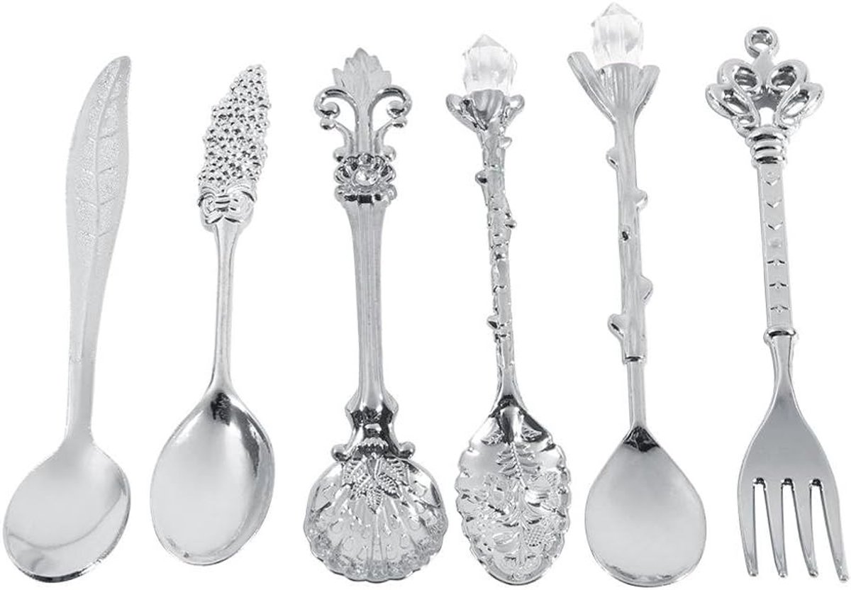 Vintage stijl metalen koffielepel vork kit bar schattige snacks voor keuken fruit koffie accessoires gesneden servies