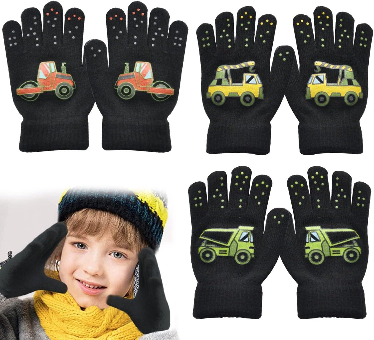 Handschoenen, gebreide handschoenen voor kinderen, toverhandschoenen voor kinderen, gebreide handschoenen, warme handschoenen voor kinderen, winterhandschoenen, vingerhandschoenen (B)